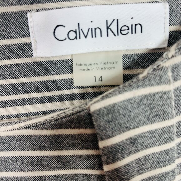 Business  work wear  Sheath Dress Women SZ 4 White Gray Striped Calvin Klein - Picture 2 of 16